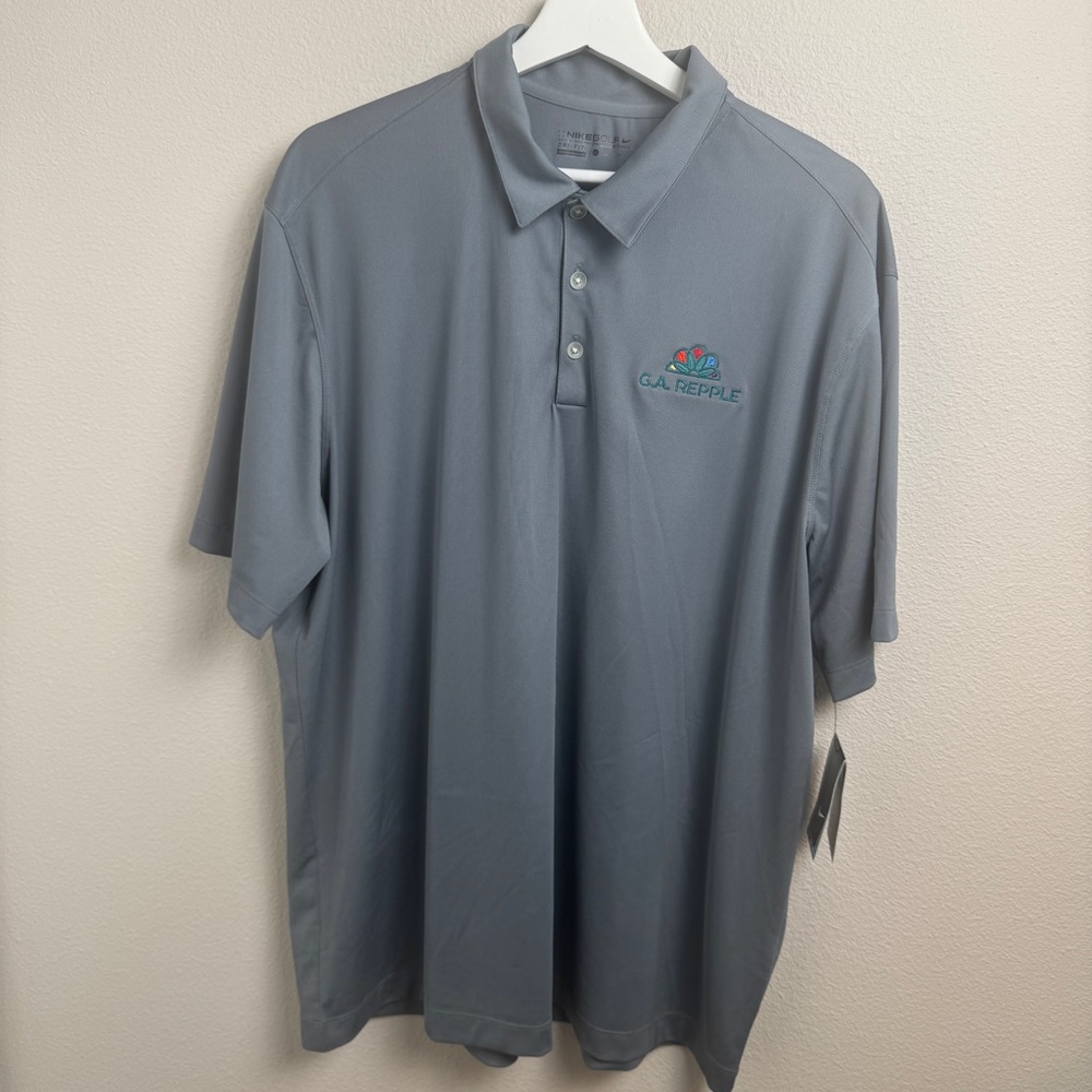 Nike Dri Fit Golf Dri-Fit Men's Polo GA REPPLE Gray Vertical Mesh Size XL